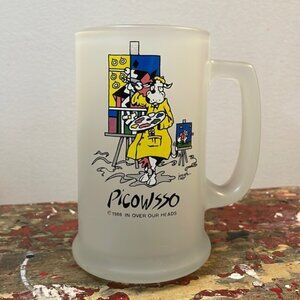 Giftcraft 1988 Frosted Glass Picowsso Mug